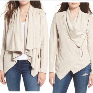 Blank NYC Private Practice Jacket Mixed Media Draped Faux Leather